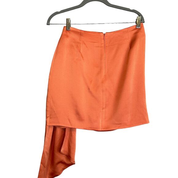 Jonathan SIMKHAI Mae Draped Satin Mini Skirt Coral Size 4 Ruched Cocktail NEW - Picture 8 of 11